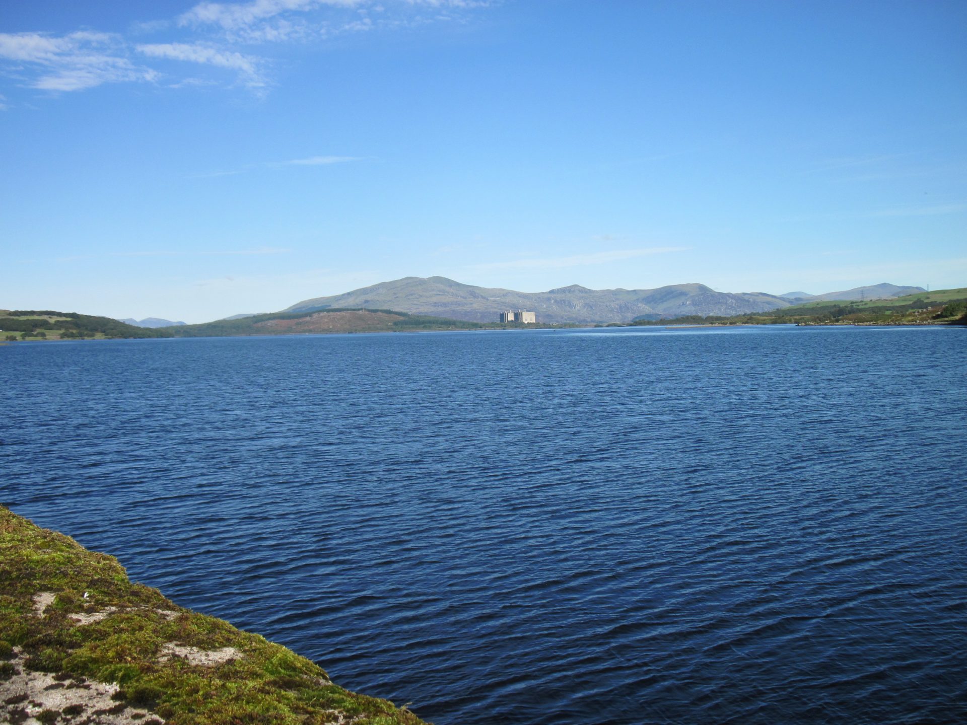 Llyn Trawsfynydd with the disused power station on the far shore